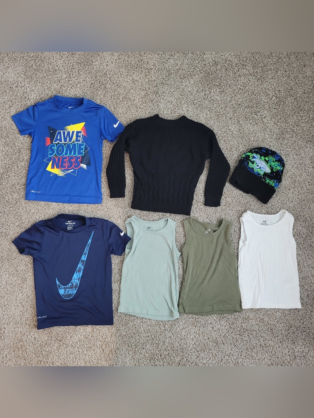 7pc Boys Bundle 3T/4T Nike Dri-Fit H&M Shein Sweater & Beanie Set